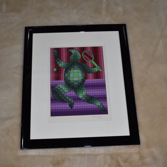 Victor Vasarely Tennis Player Signed & Numbered Limited Edition Serigraph Framed - Picture 4 of 10